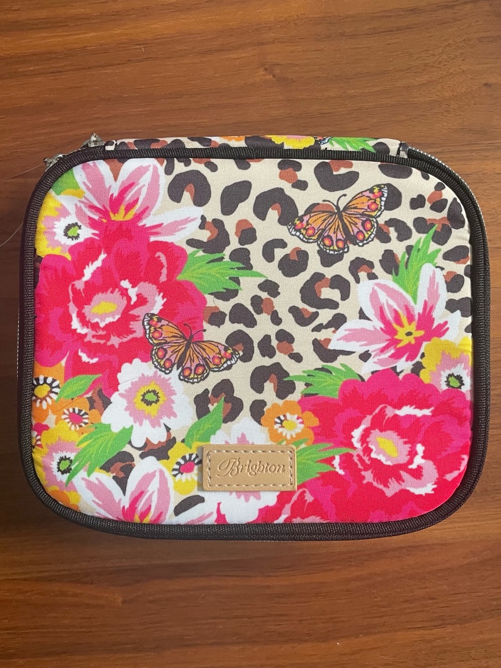 Brighton  Green Spots Jewelry Case- leopard print-flowers butterflies-colorful